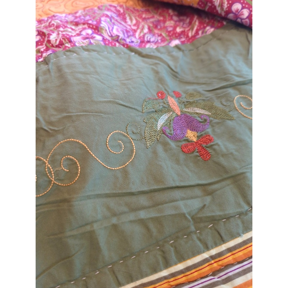 Authentic Vintage Kantha Quilt Throw 80 "x 80" Hand Stitched Pastoral Charm Boho - Picture 3 of 10